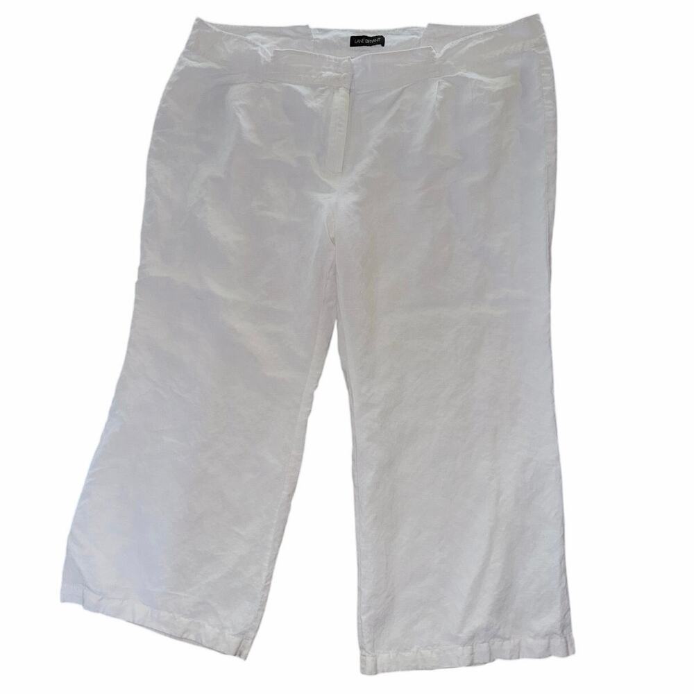 Lane Bryant linen blend white wide leg plus size pants 28 coastal breezy summer